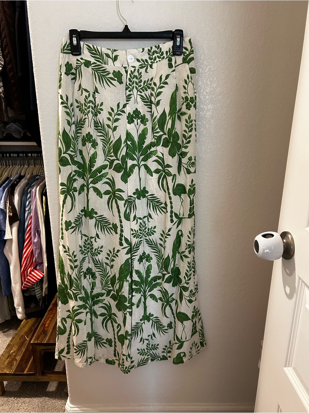 Women's Green Botanical Print Pants